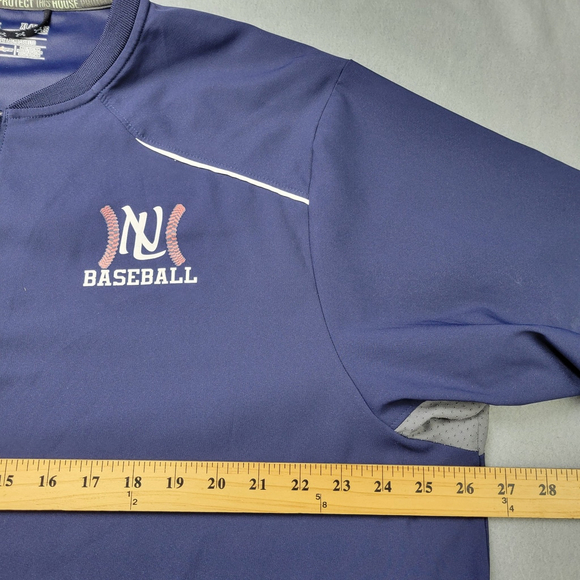 Under Armour 1/4 Baseball Pullover Warm Up Size XL Blue NL Logo Shirt - Picture 5 of 10